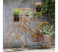 Wrought Iron Planter Display Rack with 4 Baskets for Outdoor Garden, Home Deck, and Patio