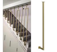 Wrought Iron Post Side-Mounted for Stairs Indoor and Outdoor, MARXAN Staircase Banister Rail with Installation Kit, Gold L-Shaped Balusters Columns(Straight Pipe,85cm/33in)