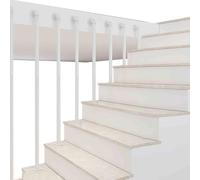 Wrought Iron Railing for Balustrades 30cm to 160cm, L-Shaped for Indoor/Outdoor Steps, White Pipe Railing, 1 Piece (1.6m)