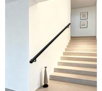 Wrought Iron Railing Support Rod WallMounted Nonslip Grab Indoor/Outdoor Use 60cm to 2.5m Adjustable Length Black Safe & Stylish (6ft/180cm)
