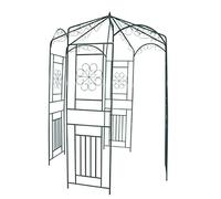 Wrought Iron Rose Gazebo 250 cm High, Dark Green Garden Arch with Trellis for Roses, Clematis, Ivy, Freestanding as Pergola, Privacy Screen and Decorative Arbor