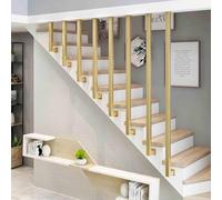 Wrought Iron Stair Balusters - Contemporary L-Shaped Banister Rail Spindles for Indoor Villas and Apartments - Gold Staircase Handrail Guardrail