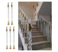Wrought Iron Stair Balusters, Decorative Baluster Kit with Gold Hardware, Clear Round Handrail Posts, 5 Pieces, 80cm (31 1/2 Inches)