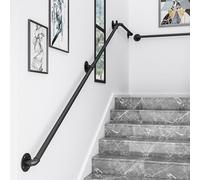 Wrought Iron Stair Banister BracketWall Mounted Safety Rail for Indoor & OutdoorBlack Handrail Support for Elderly & Kids150cm Corridor Guard