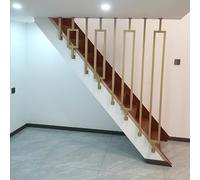 Wrought Iron Stair ils - Non-Slip Safety Railing for Stairs, Ceiling Mounted L-Type Grab Rail, 4.3ft Gold Banister Guard for Attic Steps - Durable Staircase Guardrail