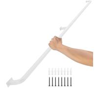Wrought Iron Stair Railing Indoor/Outdoor Wall-Mounted il for Kids' Playground Non-Slip Easy Installation White Support Bar (15ft/4.5m)