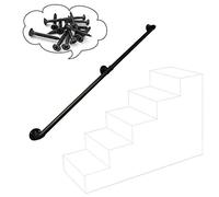 Wrought Iron Stair Railing Kit | Metal il Bracket | Indoor & Outdoor Balustrade for Terraces Balconies & Adjustable 30-600CM (300CM Size)