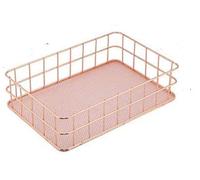 Wrought Iron Storage Basket, Storage Basket, Metal Organizer Basket, Multi Purpose Rose Gold Iron Storage Organizer, Storage Holder, Desktop Decor, for Home, Office, Bedroom and School (Size : C)