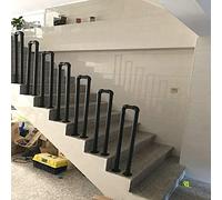 Wrought Iron Transitional il for Outdoor Stairs - Black U-Shaped Safety Support Bar for Brick Wood Concrete Steps 55cm