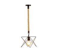 Wrought Iron Triangle Light Fixture Handmade Hemp Rope Sling Hanging Lamp Geometric Industrial Retro Style Metal Chandeliers Creative Personality Residential Lamp Bar Restaurant Light