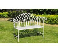 Garden Gear Versailles Garden Outdoor Bench In Wrought Iron (Antique White)