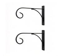 Wrought Iron Wall Flower Stand 15x26cm Rust-Resistant European | Black white iron mounts vertically or horizontally Holds lanterns or pots Includes 2 brackets for secure setup