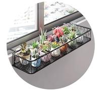 Wrought Iron Window Sill Planter & Balcony Railing Holder Multi Functional Garden Shelf for Succulents and Pots Decorative Storage (50x20x12cm)
