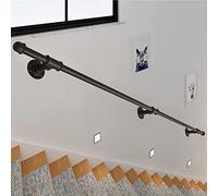 Wrought on WallMounted Railing8ft Indoor Outdoor Grab RaSafe Support Bar for Steps Sturdy Kit for Easy Inllat (Black)