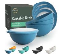 Wrova 40 oz Plastic Bowls Set of 4 with Lid | 1180ml Large Capacity Bowl for Oatmeal, Salad, Fruit, Deep Bowl Set | Reusable Bowls for Kitchen - Microwave and Dishwasher Safe - Blue