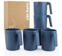 Wrova Coffee Mug Set of 6-16 OZ Plastic Drinking Cup Unbreakable Glasses Mugs Dishwasher & Microwave Safe Drinking Glasses for Kitchen - Blue
