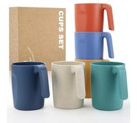 Wrova Mug Set of 6-16 OZ Unbreakable Coffee Cups, Tea Mugs, Reusable Cup Set Dishwasher & Microwave Safe Plastic Drinking Glasses for Kitchen - Multi