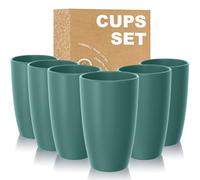 Wrova Plastic Cups 750 ml Unbreakable Tumbler Glasses Set of 6 Plastic Tumbler Lightweight Large Cups Sets for Daily Use, Parties and Camping - GreenColors