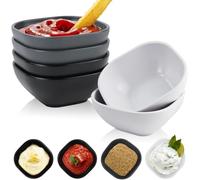 Wrova Reusable Dipping Bowls 5 OZ - Set of 6 Unbreakable Plastic Mini Bowls Microwave and Dishwasher Safe Dipping Bowls for Dessert, Soy Sauce Dish, Ketchup, Condiment - Greystone