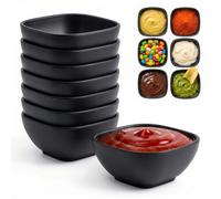 Wrova Reusable Dipping Bowls | Set of 8 | 5oz Mini Serving Dishes for Sauce, Soy Sauce, Sushi & Side Dishes, Microwave & Dishwasher Safe Plastic Small Bowls for Indoor and Outdoor - Black