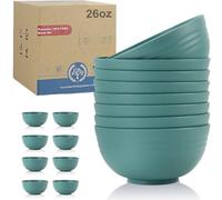 Wrova Reusable Plastic Bowl Sets 8 PCS Unbreakable Ramen Bowls 26 OZ Microwave and Dishwasher Safe Bowls, Suitable for Ramen, Cereal, Salad and Soup - GreenColors