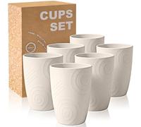 Wrova Reusable Plastic Cups 450 ML - Set of 6 Unbreakable Plastic Tumblers | Lightweight Water Cup for Coffee, Tea, Milk, Juice, Dishwasher and Microwave Safe Plastic Drinking Glasses - Beige