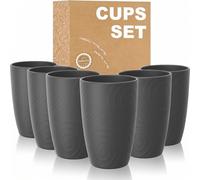 Wrova Reusable Plastic Cups 500 ML - Set of 6, Unbreakable Plastic Cups, Coffee, Tea, Milk, Juice, Water Cup for Kitchen, Dishwasher and Microwave Safe Plastic Glasses - Dark Grey