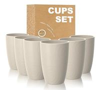 Wrova Reusable Plastic Cups 500 ML | Set of 6 | Unbreakable Plastic Tumblers, Coffee, Tea, Milk, Juice, Water Cup for Kitchen, Dishwasher and Microwave Safe Drinking Glasses - Beige