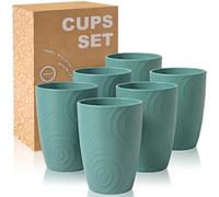 Wrova Reusable Plastic Cups Set of 6-450 ML Unbreakable Drinking Glasses | Dishwasher & Microwave Safe Tumbler Cup, Ideal Plastic Cups for Tea, Coffee - DarkGreen