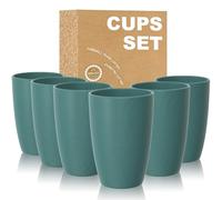 Wrova Reusable Plastic Cups Set of 6-500ML Unbreakable Drinking Glasses Dishwasher & Microwave Safe-Ideal Plastic Cups for Tea,Coffee - GreenColors