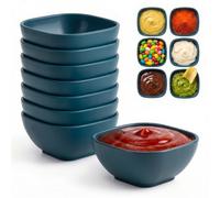 Wrova Reusable Plastic Dip Bowls Set of 8 | 5oz Small Bowls | Unbreakable Serving Dishes for Sauce, Soy Sauce, Sushi & Snack, Microwave & Dishwasher Safe Dipping Bowls for Kitchen and Camping - Blue