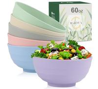Wrova Salad Bowl Sets, 6 PCS Large Plastic Bowl 60 OZ, Lightweight Soup Bowl, Microwave Safe Bowls for Kitchen, Super Big Bowl Sets, Large Salad Bowls for Serving Soup, Oatmeal and Fruit - Colorful