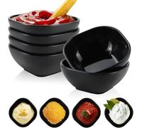 Wrova Ubreakable Dipping Bowls Sets of 6-5oz Mini Serving Dishes for Sauce, Soy Sauce, Sushi & Side Dishes, Microwave & Dishwasher Safe Small Plastic Bowls for Kitchen & Camping - Black