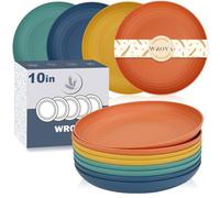 Wrova Unbreakable Plastic Plates 10 Inch Set of 8 Unbreakable Dinner Plate for Kitchen, Deep Dinner Plates - Dishwasher & Microwave Safe Plate, Reusable Lightweight (Vivid Mix)