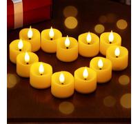 Wroxipel Battery Operated Set of 12 Ivory Tea Light Plastic Votive Flameless LED Candles, 3.8cm x4.5cm Tealight Runtime 200H Realistic Flickering Warm Glow for Home Table Decor