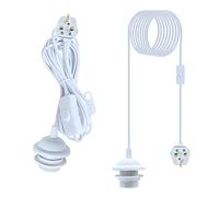 Wrpacttg Plug in Pendant Lighting,2PCS Hanging Light with 4.5M Cable,E27 White Pendant Lighting Fixture with Switch and Plug,Plug in Ceiling Light That Can DIY Lampshade,for Living Room Plant