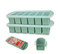 WRQIOO 2-Pack Silicone Soup Freezer Moulds with Lid, 6-Compartment Soup Freezer Containers, Portion Free-zer Tray for Freezing Soupe, Broth, Sauce, Butter, Meal Prep