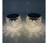 WRQIOO 2 Pack Solar Table Light, Solar Garden Table Lamp, Waterproof Sol-ar Jar Lights, Mosaic So-lar Lights Outdoor Garden, Warm White, Garden Lanterns So-lar Powered for Indoor Outdoor