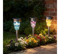 WRQIOO 3 PCS Mosaic Solar Light, Solar Mosaic Garden Lights, Sol-ar Powered Stake Lights, So-lar Garden Ligh-ts Outdoor Waterproof for Yard, Patio, Landscape, Walkway, Path