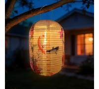 WRQIOO Hanging Solar Lanterns Outdoor Garden, 25cm Solar Lights Outdoor Garden Lantern, Waterproof Nylon Cloth Chinese Japanese Lantern S-olar Gar-den Lights Hanging, Warm White