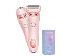 WRQIOO Lady Shavers for Women, 2 in 1 Electric Razor for Women, Wet & Dry Bi-ki-ni Trimmer Womens Lady Shaver, Waterproof Rechargeable Womens Shaver for Face Lips Arms Legs Armpits (Pink)