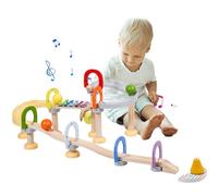WRQIOO Marble Run Wood for Kids, Marble Run Wood, Marble Runs Wood for Ages 1, 2, 3, 4, 5 Years, Montesori Toy, Sound Xylophone & Bell, Motor Skills Toy, Educational Toy for Babies