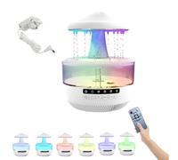 WRQIOO Rain Cloud Humidifier Waterfall Lamp, Gloomy Rain Cloud Lamp with 7 Colors Light, Ra-in Humidifier for Bedroom with Water Drop Sound and Bluetooth, Remote Control, for Home Office