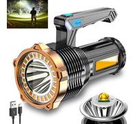 Wrrozz LED Flashlight USB Rechargeable, Super Brightest Flashlight with Sidelight and Hooks, 8 Modes Lighting, 19X LED, High Powered, Waterproof Tactical Torch Camping Portable Handheld