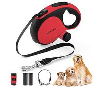 WRSOMIT Retractable Dog Leash with Chew Proof Cable, 26Ft Heavy Duty Dog Leash for Medium Large Dogs up to 110lbs, 360° No Tangle, One-Handed Brake (Red)