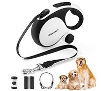 WRSOMIT Retractable Dog Leash with Chew Proof Cable, 26Ft Heavy Duty Dog Leash for Small Medium Large Dogs up to 110lbs, 360° No Tangle, One-Handed Brake White