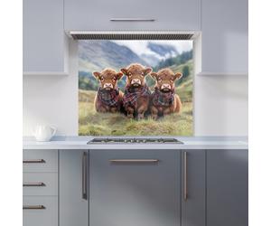 WRT Trio Cows Multicolour Kitchen Splashback - W900xH750mm