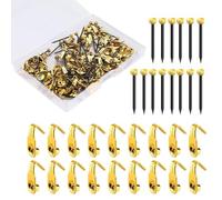 Wrtysully 100pcs Picture Hanging Kit 10lbs Stainless Steel Picture Hanging Hooks with Brass-Head Hanging Pins for Hanging Picture