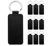Wrtysully 10Pcs Leather Keychain Blank Rectangle MDF Keychain Sublimation Heat Transfer Keychain Kit Jewelry Making