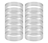Wrtysully 12 Pack Stainless Steel Tart Rings,Perforated Cake Mousse Ring,Cake Ring Mold,Round Cake 6cm